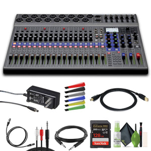 Zoom LiveTrak L-20 - 20-Input Digital Mixer & Multitrack Recorder Bundle Zoom