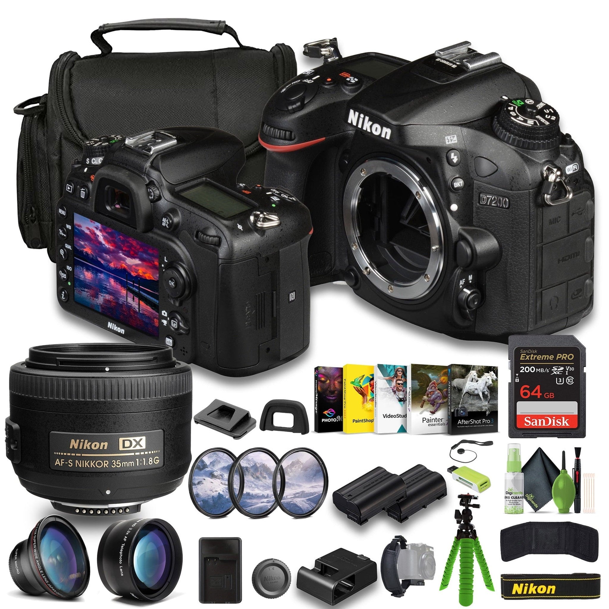 Nikon D7200 24.2 MP DX-Format Digital SLR Camera 1554 Bundle Nikon