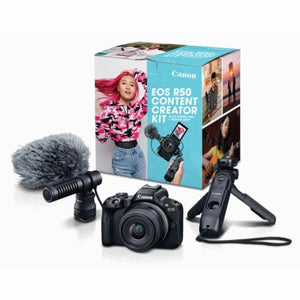 Canon EOS R50 Mirrorless Vlogging Camera Black w/RF-S18-45mm F4.5-6.3 is STM Lens Content Creator Kit