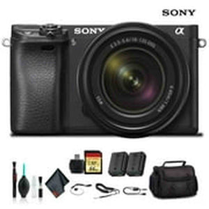 Sony Alpha a6300 Mirrorless Camera with 18-135mm Lens Black ILCE-6300M/B With Soft Bag, Additional Battery, 64GB Memory Card, Card Reader , Plus Essential Accessories Sony
