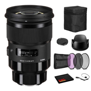 Sigma 50mm f/1.4 DG HSM Art Lens for Sony E with Bundle: 3pc Filter Kit + More Sigma