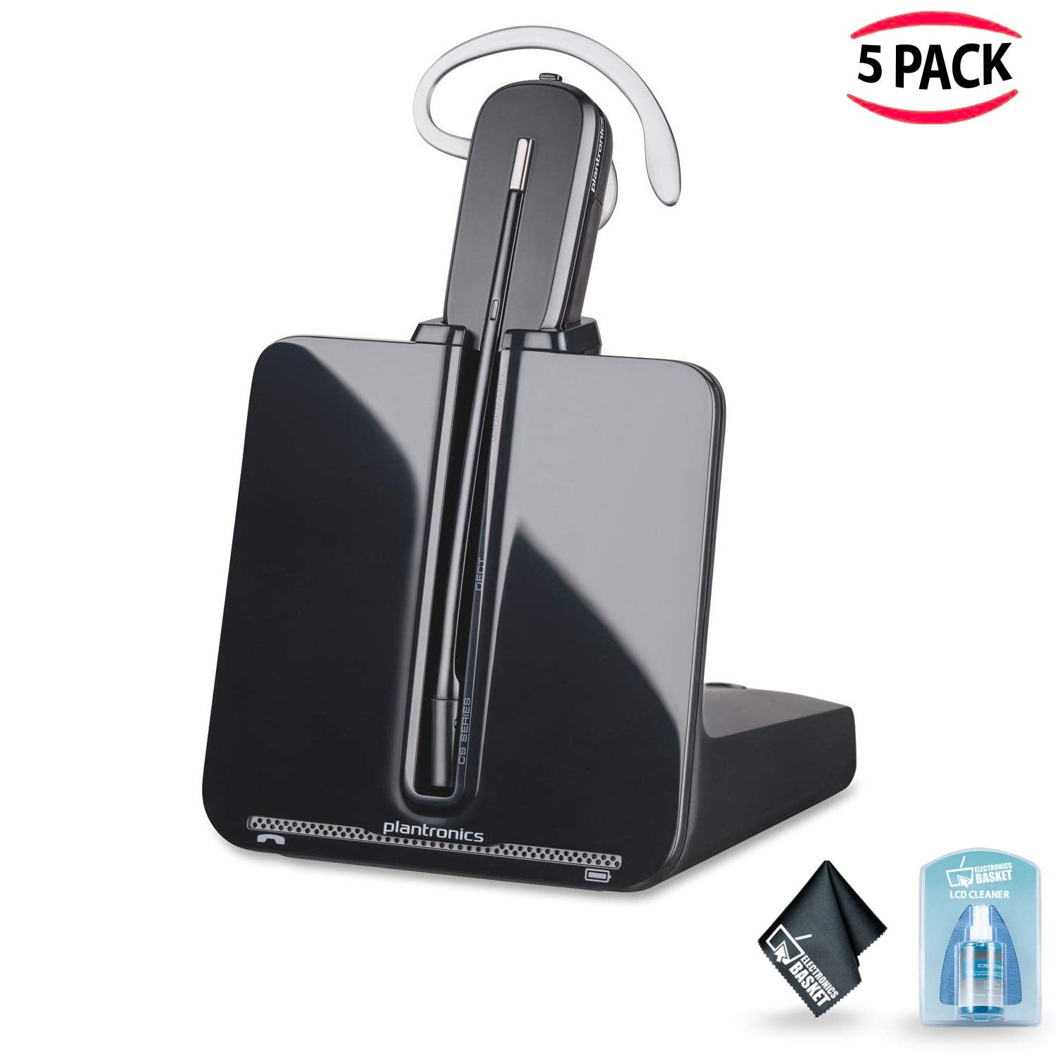 Plantronics CS540 Wireless Headset with HL10 Handset Lifter with Accessories Small Office Saver Combo (5 Count)