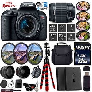 Canon EOS 77D DSLR Camera with 18-55mm is STM Lens + UV FLD CPL Filter Kit + 4 PC Macro Kit + Wide Angle & Telephoto Len Canon