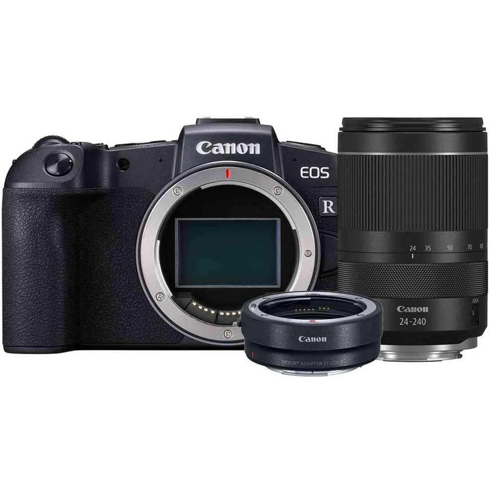 Canon EOS RP Mirrorless Camera w/RF 24-240mm Lens F/4-6.3 is USM & Lens Mount Adapter