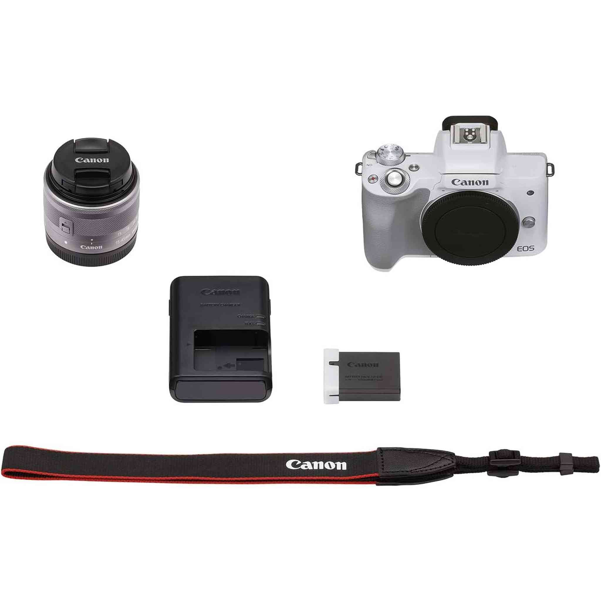 Canon EOS M50 Mark II + EF-M 15-45mm is STM Kit White