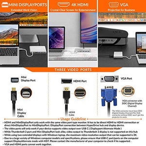 HyperDrive USB C Hub, Type C Adapter for MacBook Pro, Laptop USB-C Devices, Ultimate 11-in-1 Surface PC Docking Station w Power Delivery Charging, USBC 5Gbps Data, 4K HDMI, 3xUSB 3.1 Ports, VGA, etc - Used