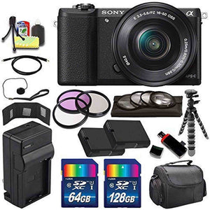 Sony Alpha a5100 Mirrorless Digital Camera with 16-50mm Lens Black + Battery + Charger + 196GB Bundle 9 - Internationa