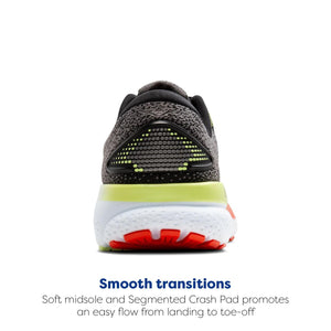 Brooks Men’s Ghost 16 Neutral Running Shoe - Black/Mandarin Red/Green - 11.5 Wide