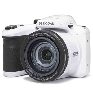 KODAK PIXPRO AZ405-WH 20MP Digital Camera 40X Optical Zoom 24mm Wide Angle Lens Optical Image Stabilization 1080P Full HD Video 3" LCD Vlogging Camera White , Full Frame KODAK