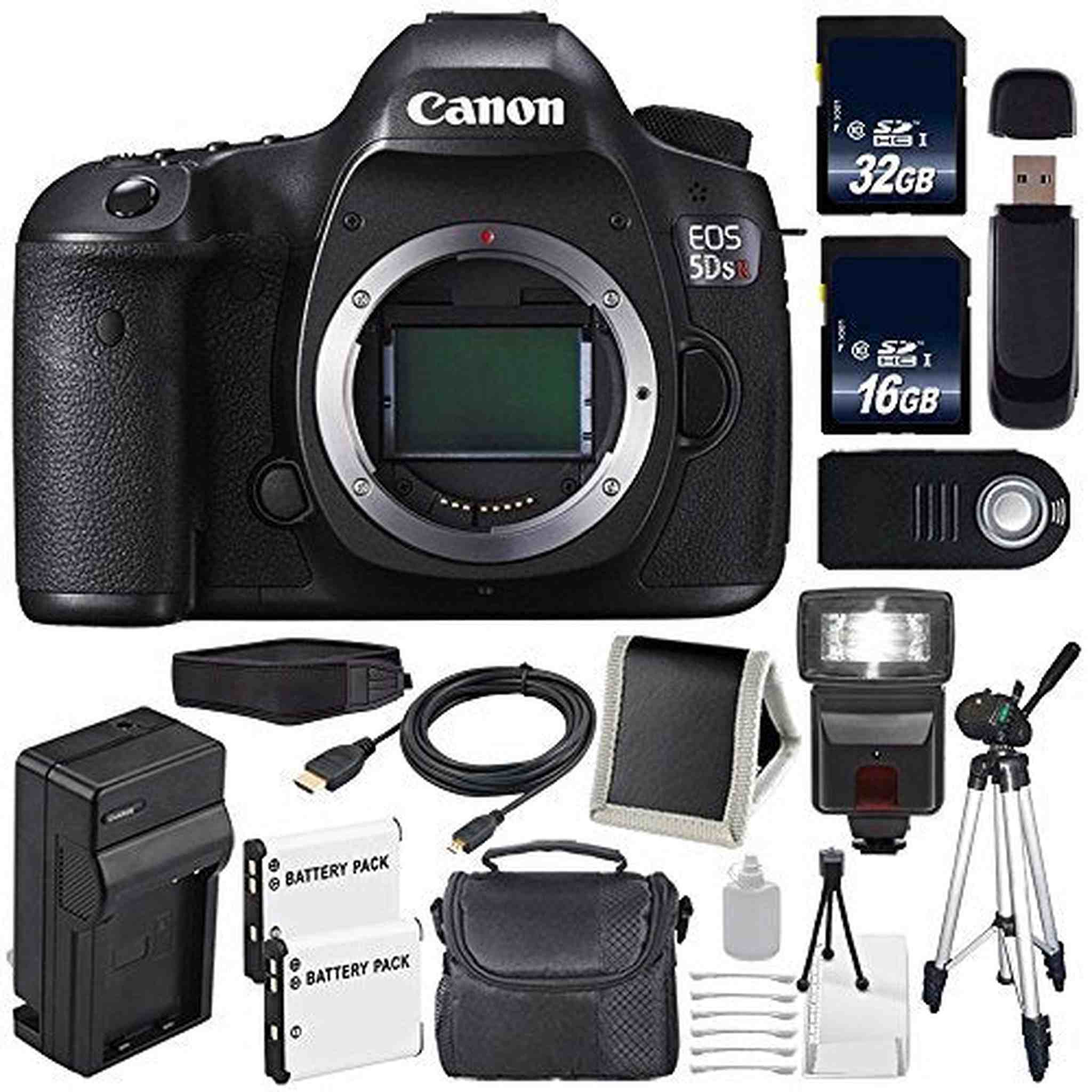 Canon EOS 5DS R DSLR Camera International Model 0582C002 + LP-E6 Battery + 32GB Card + 16GB Card Starter Bundle