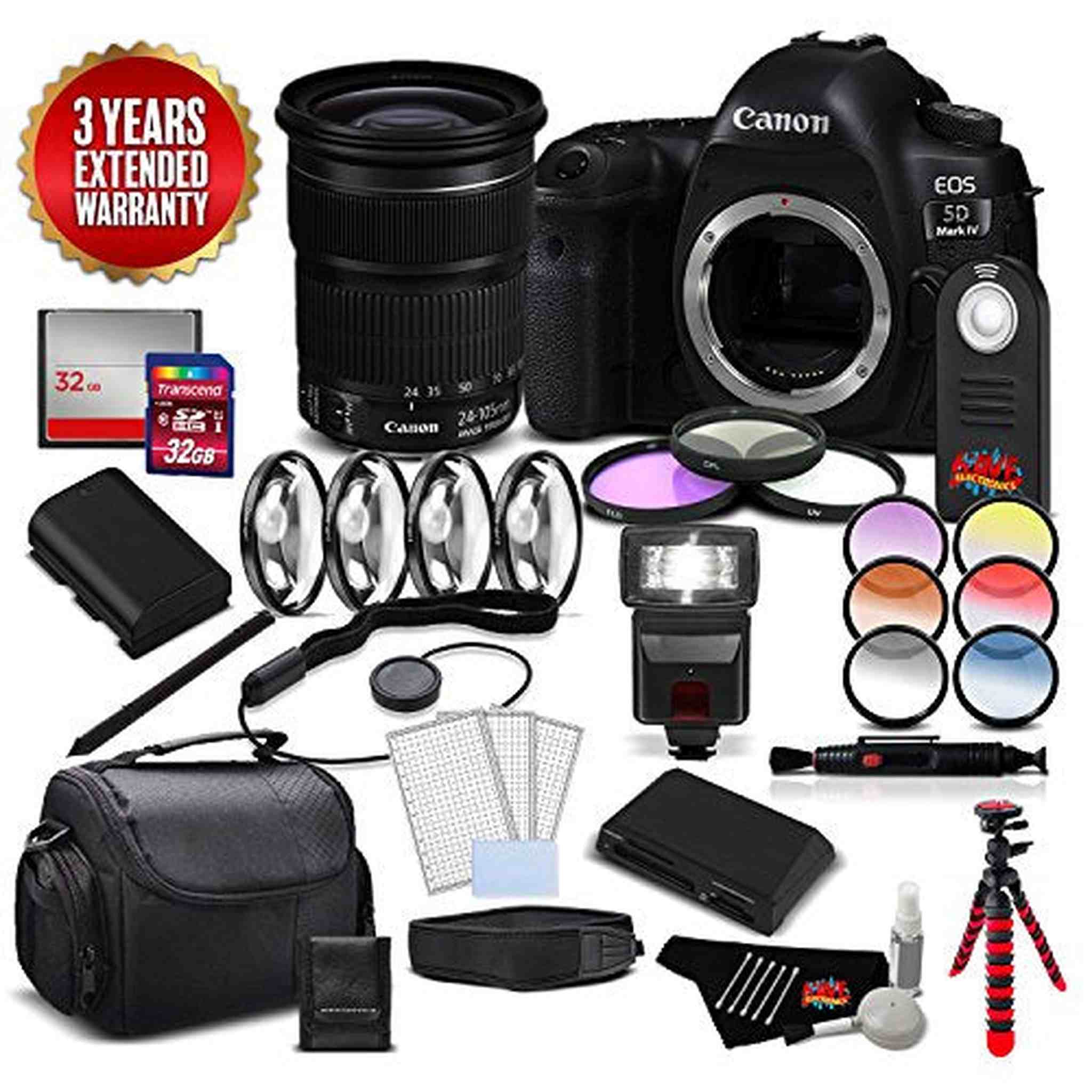 Canon EOS 5D Mark IV DSLR Camera International Version Body Only + Canon EF 24-105mm f/3.5-5.6 is STM Lens Combo Canon