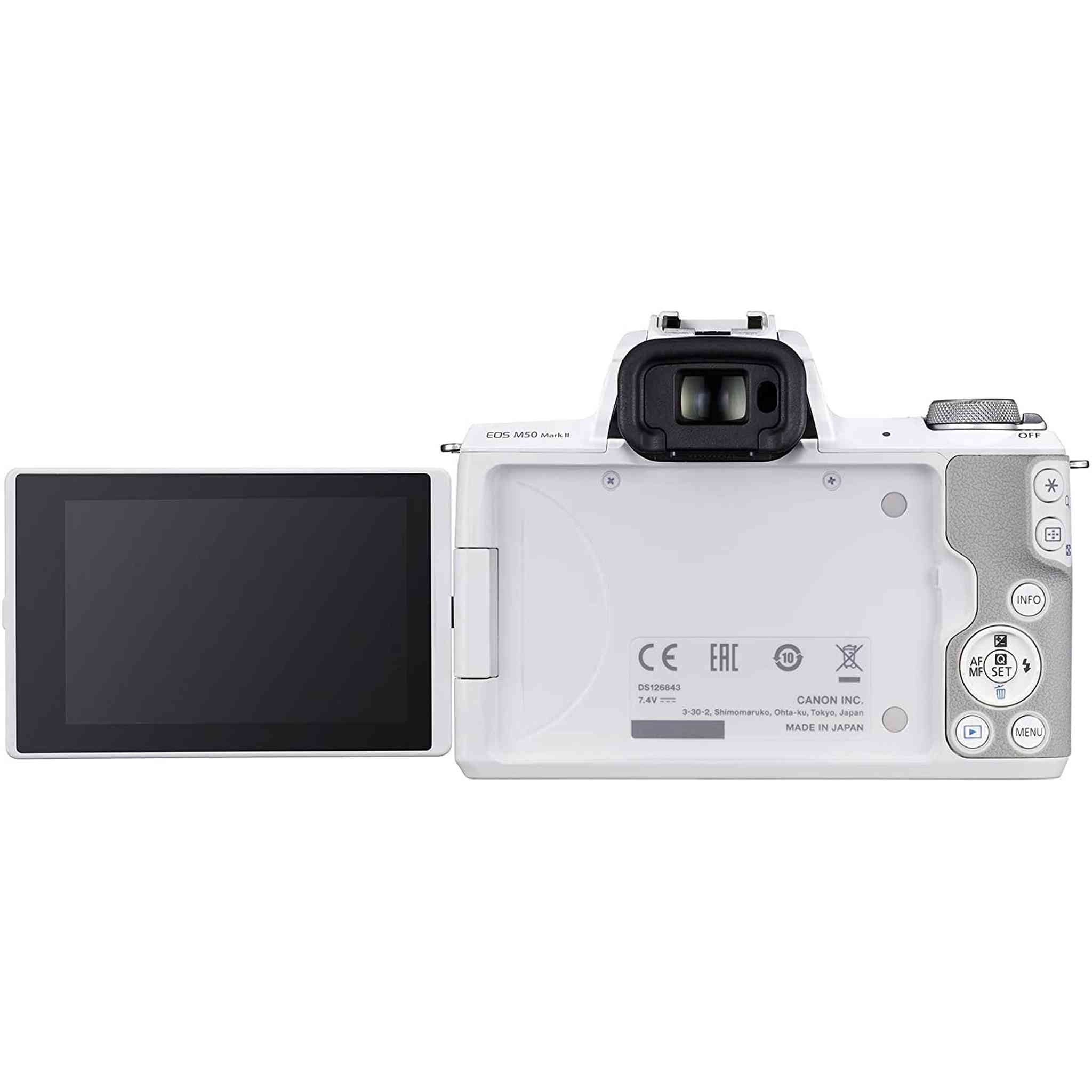 Canon EOS M50 Mark II + EF-M 15-45mm is STM Kit White International Model