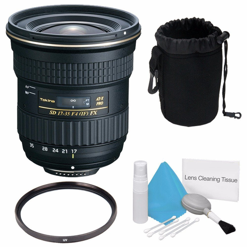 Tokina 17-35mm f/4 Pro FX Lens for Canon Cameras (International Model) +Deluxe Cleaning Kit + 82mm UV Filter + Deluxe Le