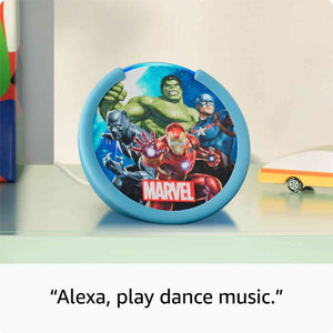 Amazon Echo Pop Kids newest model , Designed for kids, with parental controls, Includes 6 months of Amazon Kids+, Marvel's Avengers Amazon