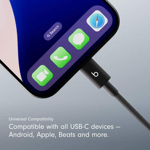 Beats USB-C to USB-C Woven Cable 2 Pack Fast Charging Durable/Tangle-Free Compatible Charger for Apple & Android Devices 1.5 m, 5 ft - Bolt Black