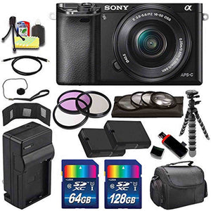 Sony Alpha a6000 Mirrorless Digital Camera with 16-50mm Lens Black + Battery + Charger + 196GB Bundle 9 - International