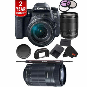 Canon EOS 77D DSLR Digital Camera 18-135mm Lens International Model Bundle + Canon 55-250 STM Lens Canon