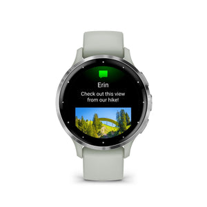 Garmin Venu 3S Silver Stainless Steel Bezel 1.2-Inch AMOLED Touchscreen Display Smart Watch with 41mm Sage Gray Case and Silicone Band