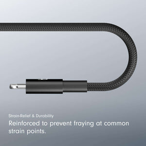 Beats USB-C to Lightning Woven Cable Fast Charging Durable/Tangle-Free Compatible Charger for Apple Devices w Lightning Ports 1.5 m, 5 ft - Bolt Black