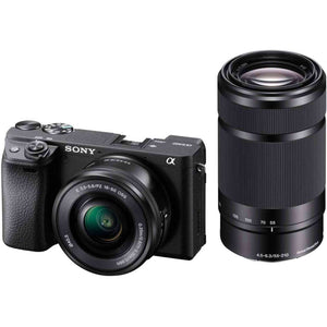 Sony Alpha a6400 Mirrorless Camera Double Zoom Lens Kit, SELP1650 F3.5-5.6 + SEL55210 F4.5-6.3 SEL55210 Black Sony