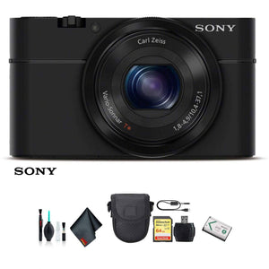 Sony Cyber-shot DSC-RX100 Camera DSCRX100/B With Soft Bag, 64GB Memory Card, Card Reader , Plus Essential Accessories
