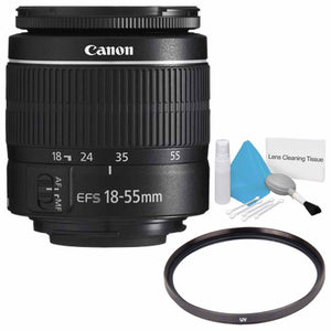 Canon EF-S 18-55mm f/3.5-5.6 III Lens International Model + 58mm UV Filter + Deluxe Cleaning Kit - Used Canon