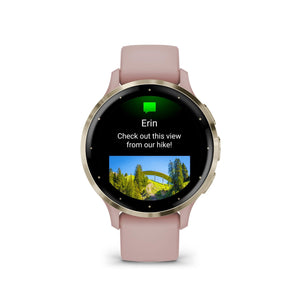 Garmin Venu 3S Soft Gold Stainless Steel Bezel 1.2-Inch AMOLED Touchscreen Display Smart Watch with 41mm Dust Rose Case and Silicone Band