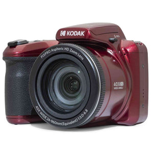 KODAK Pixpro Astro Zoom AZ405 Digital Camera Bridge, X40 Zoom, 24 mm Wide Angle, 20 Megapixels, LCD 3, Full HD 1080p Video, OIS, AA Battery - Red KODAK