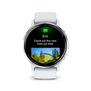 Garmin Venu 3 Silver Stainless Steel Bezel 1.4-Inch AMOLED Touchscreen Display Smart Watch with 45mm Whitestone Case and Silicone Band