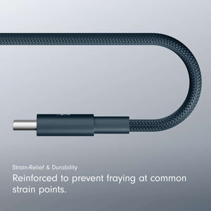 Beats USB-C to USB-C Woven Cable Fast Charging Durable/Tangle-Free Compatible Charger for Apple & Android Devices 1.5 m, 5 ft - Nitro Navy