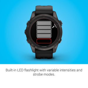 Garmin fēnix 7S Pro Sapphire Solar, Multisport GPS Smartwatch, Built-in Flashlight, Solar Charging Capability, Black