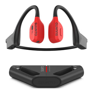 SUUNTO Wing Open-Ear Bone Conduction Headphone, Bluetooth Wireless Sport Headphone w/Head Movement Control, Built-in HD Mic, IP67 Sweatproof, Safety Lights, 10H Playtime & 20H w/Charging Stand, Red SUUNTO