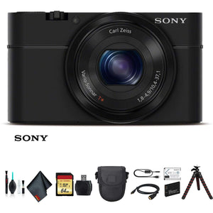 Sony Cyber-shot DSC-RX100 Camera DSCRX100/B With Soft Bag, Tripod, Additional Battery, 64GB Memory Card, Card Reader , Plus Essential Accessories
