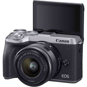 Canon EOS M6 Mark II Silver +Ef-M 15-45mm F/3.5-6.3 is STM Lens International Model Canon