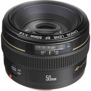 Canon EF 50mm f/1.4 USM Lens 2515A003 + Filter Kit + Lens Pouch + More - Reconditioned Canon