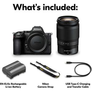 Nikon Z5 II with Telephoto Zoom Lens | Full-Frame mirrorless Stills/Video Camera with 24-200mm Wide-Angle to telephoto Zoom Lens | Nikon USA Model Nikon