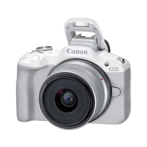 Canon EOS R50 Mirrorless Vlogging Camera White w/RF-S18-45mm F4.5-6.3 is STM Lens, 24.2 MP, 4K Video, Subject Detection & Tracking, Compact, Smartphone Connection, Content Creator Canon