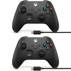 Microsoft Xbox Wireless Controller w/USB-C Cable for PC, Carbon Black, 1V8-00001 2-Pack Microsoft