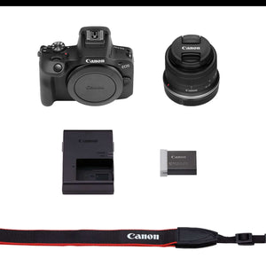 Canon EOS R100 RF-S18-45mm F4.5-6.3 is STM Lens Kit, Mirrorless Camera, RF Mount, 24.1 MP, Continuous Shooting, Eye Detection AF, Full HD Video, 4K, Lightweight, Wi-Fi, Bluetooth, Content Creation - Reconditioned Canon