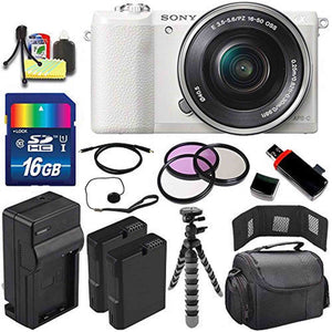Sony Alpha a5100 Mirrorless Digital Camera with 16-50mm Lens White + Battery + Charger + 16GB Bundle 4 - International Sony