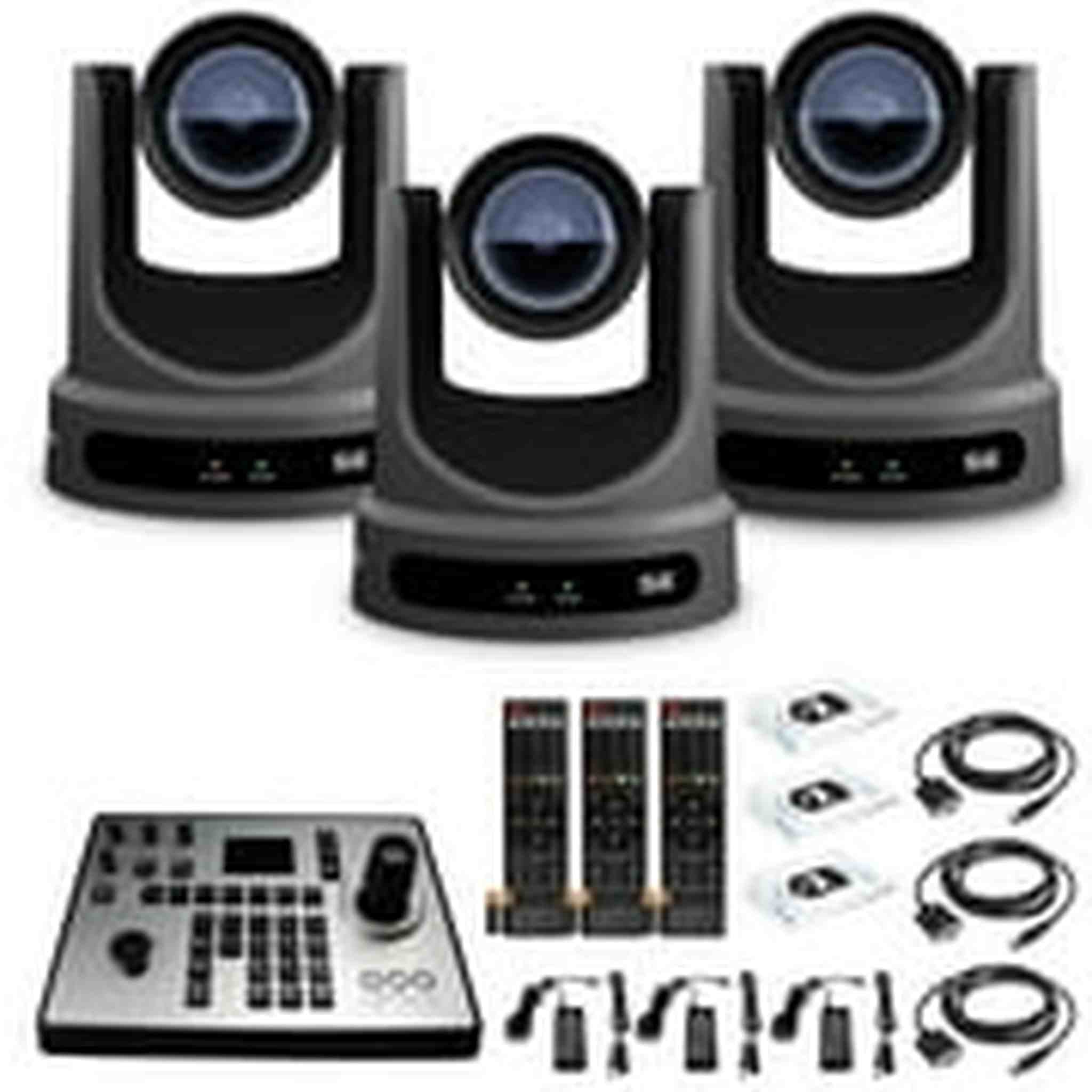 3 x PTZOptics Move SE PTZ Camera with 12x Optical Zoom PT12X-SE-GY-G3 + PTZOptics PT-JOY-G4