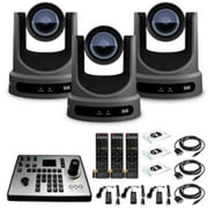 3 x PTZOptics Move SE PTZ Camera with 12x Optical Zoom PT12X-SE-GY-G3 + PTZOptics PT-JOY-G4