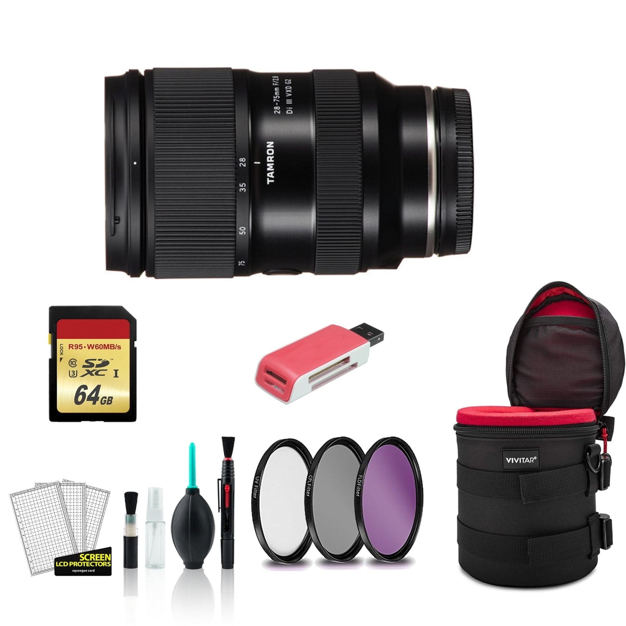 Tamron 28-75mm f/2.8 Di III VXD G2 Lens for Sony E - Kit with 64GB Memory Card International Model Tamron