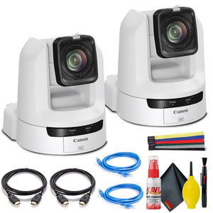 2 x Canon CR-N300 4K NDI PTZ Camera with 20x Zoom Titanium White Dual Bundle Canon
