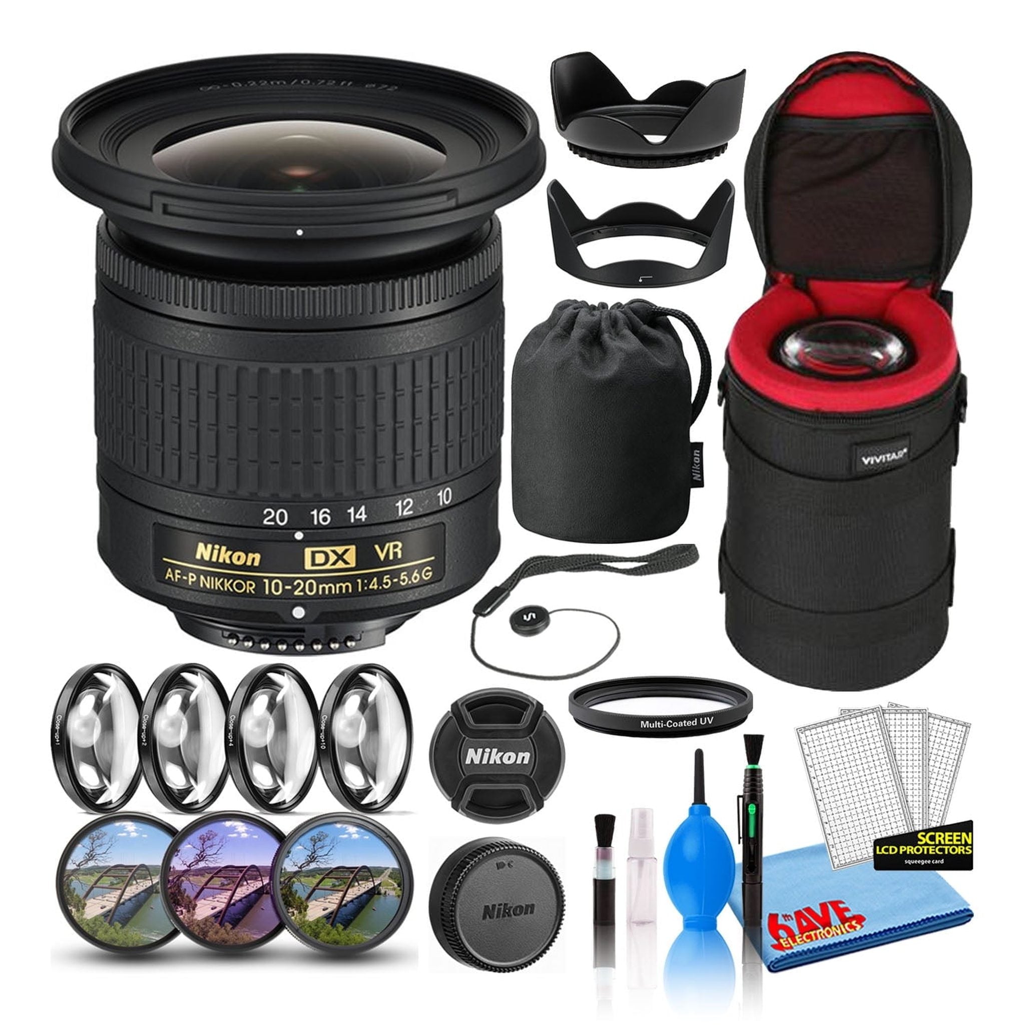 Nikon AF-P DX 10-20mm f/4.5-5.6G VR Lens 20067 Intl Model Bundle
