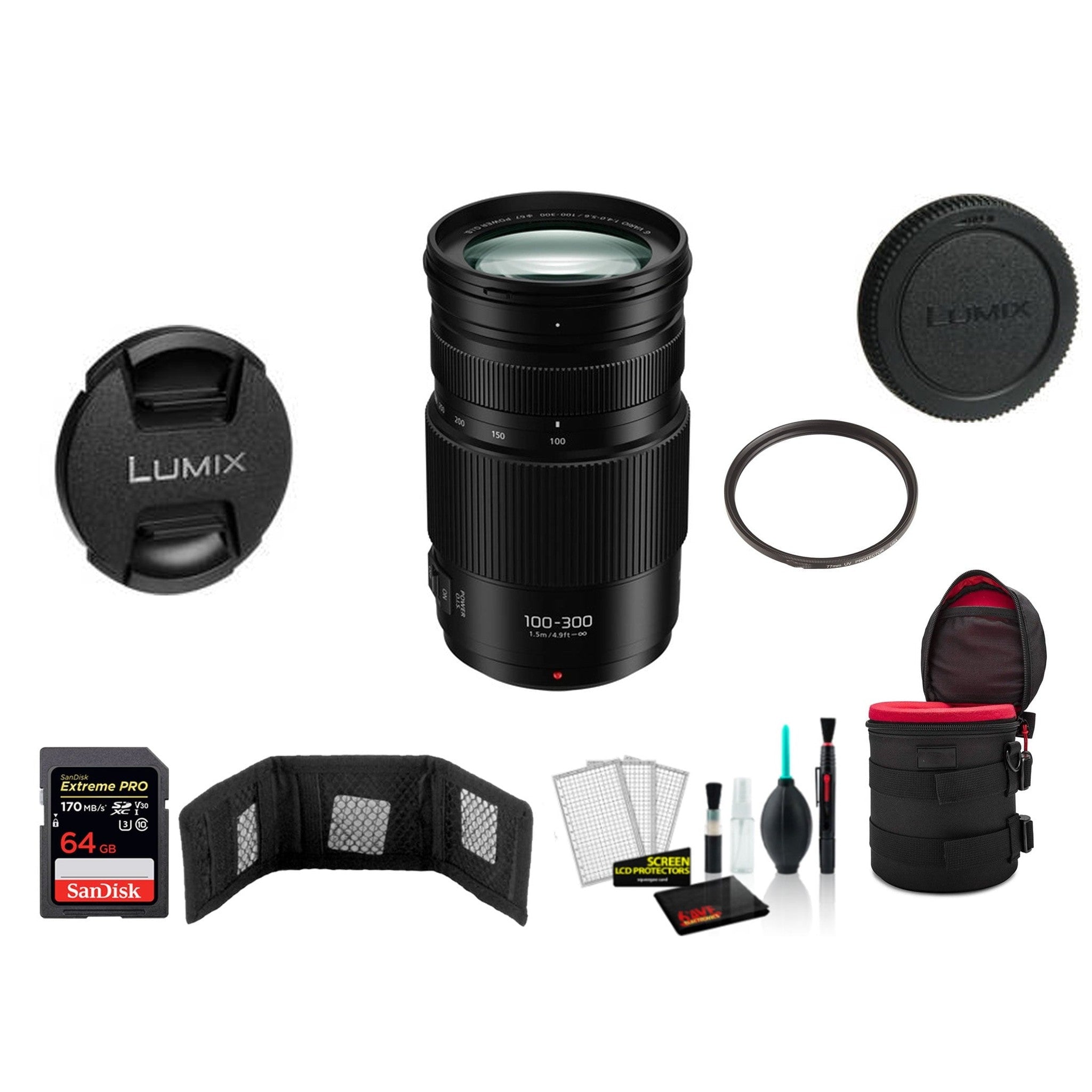 Panasonic Lumix 100-300mm f/4-5.6 II POWER O.I.S. Lens Kit International Model Panasonic