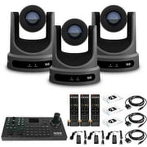 3 x PTZOptics Move SE PTZ Camera with 20x Optical Zoom PT20X-SE-GY-G3 + SuperJoy PTZ Camera Controller PTZOptics