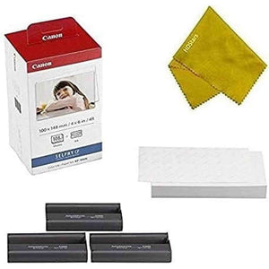 Canon KP-108IN 3 Color Ink Cassette and 108 Sheets 4 x 6 Paper Glossy for SELPHY CP1300, CP1200, CP910, CP900, CP760, CP770, CP780 CP800. Bonus: Quality Photo Microfiber Cloth Canon