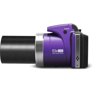 Minolta Pro Shot MN53Z 16 MP HD Digital Camera with 53x Zoom, 1080p HD Video Bundle Purple Minolta