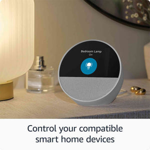 Echo Spot 2024 Smart alarm clock w/ vibrant sound and Alexa -White + Screen Cleaning Kit Kindle